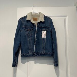 SOLD 
Levi's Blue Denim Jacket with Sherpa Collar